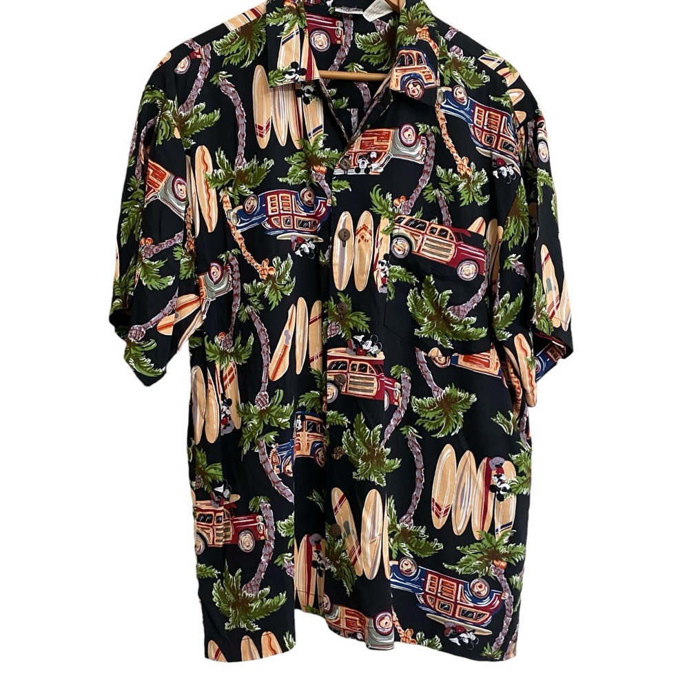 DISNEY ALOHA Hawaiian Beach Themed Button Down Shirt Disney Catalog